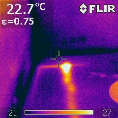 visuel de la fuite a l aide de la camera thermique